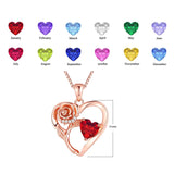 10 14 18K Gold Personalized Heart Birthstone Pendant Necklace