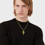 Sterling Silver Scorpion Cross Pendant Necklace for Men