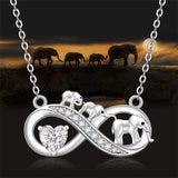 Sterling Silver Elephant Mother and Child Pendant Necklace