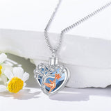 Sterling Silver Heart Crystal Tree of Life &Hummingbird Urn necklace for Ashes