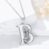 Sterling Silver Initial Cat Pendant Necklace