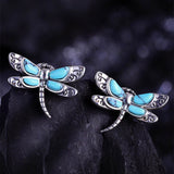 Sterling Silver Turquoise Dragonfly Stud Earrings