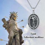 Sterling Silver Saint Christopher St Michael Saint Sebastian Amulet Pendant Necklace