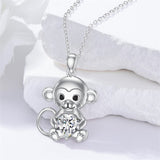 Sterling Silver Birthstone Monkey Pendant Necklace