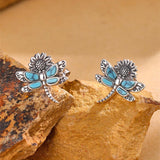 Sterling Silver Turquoise Dragonfly Stud Earrings