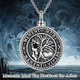 Memento Mori Necklace for Men 925 Sterling Silver Memento Mori Pendant Gothic Skull Pendant Amulet Protection Jewelry Gifts