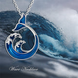 Sterling Silver Wave & Tail Pendant Necklace