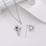 Sterling Silver Hummingbird Flower &Cross Urn Necklaces for Ashes