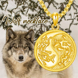 Sterling Silver Yin Yang Wolf Pendant Necklace