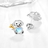 Moonstone Animal Stud Earrings for Women 925 Silver Hypoallergenic Cute Cartoon Animal Earrings  Jewelry Gifts