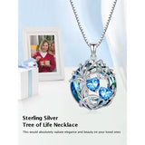 Sterling Silver 2 Heart Birthstone Austrian Crystal Tree of Life Pendant Necklaces