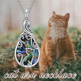 Sterling Silver Abalone Shell Cat Urn Necklace For Ashes