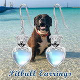 Sterling Silver Pitbull Dangle Earrings