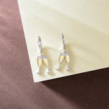 Champagne Earrings for Eomen S925 Sterling Silver Wine Drop Dangle Earrings Wine Jewelry Gift for Women Girls