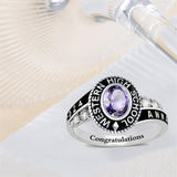 Sterling Silver Personalized Engraved& Birthstone Class Rings Graduation Ring