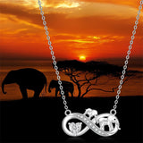 Sterling Silver Elephant Mother and Child Pendant Necklace