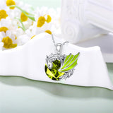 Sterling Silver 10K 14K 18K Gold Birthstone Wyvern Dragon Pendant Necklace