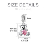 Sterling Silver Crystal Teddy Bear Bead Charms