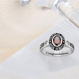 Sterling Silver Personalized Engraved Birthstone Class Ring Graduation Ring