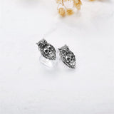 Sterling Silver Owl Skull Stud Earrings