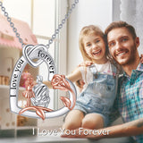 Sterling Silver Heart Father Daughter Pendant Necklace