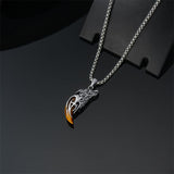 Sterling Silver Tiger Eye Wolf Teeth Pendant Necklace