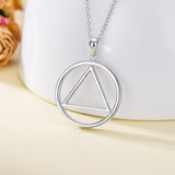 Sterling Silver AA Recovery Symbol Sobriety Alcoholics Anonymous Pendant Necklace