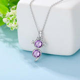 Natural Amethyst Cat Necklace for Women 925  Silver Cat Pendant with Genuine Amethyst Jewelry Gifts for Cat Lover