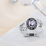 Sterling Silver Personalized Engraved& Birthstone Class Rings Graduation Ring