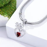 Sterling Silver Cubic Zirconia Heart Birthstone  Airplane Charm Beads