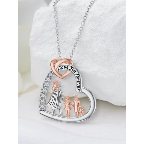 Sterling Silver Father Daughter Heart Pendant Necklace from Dad Gift for Daughter