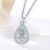 Sterling Silver Teardrop Opal 12 Birth Flower Urn Necklaces for Ashes