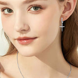 Sterling Silver Nail Cross Hoop Earrings