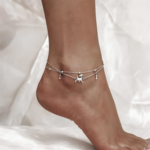 Sterling Silver Multi-layered Animal Anklet