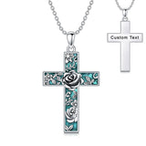 Cross Necklace for Women 925 Silver 12 Month Birth Flower Cross Pendant Turquoise Jewelry Gifts for Women Mother