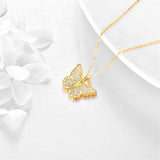 Butterfly Necklace 14K Solid Gold Opal Butterfly Necklace Pendant Fine Jewelry Gifts for Wife, Mom,Girlfriend Women