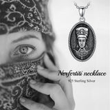 Sterling Silver Nerfertiti Queen Goddess Amulet Pendant Necklace