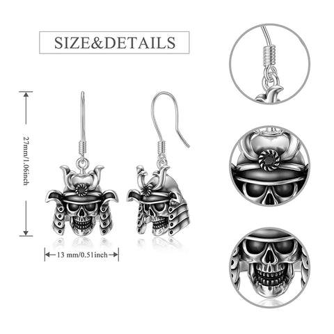 Sterling Silver Gothic Skull Dangle Earrings