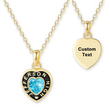 Sterling Silver Personalized Birthstone Engraved Class Pendant Necklace Graduation Gift