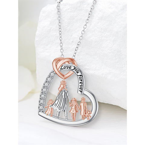 Sterling Silver Father Daughter Heart Pendant Necklace from Dad Gift for Daughter