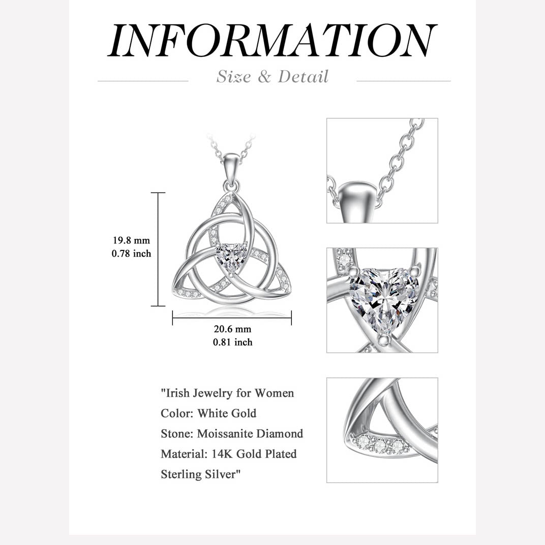 Moissanite Diamond Celtic Knot Necklace for Women Celtic Trinity Knot ...