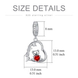 Sterling Silver 12 Month Birthstone Bear Bead Charms