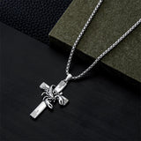 Sterling Silver Scorpion Cross Pendant Necklace for Men