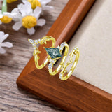 Sterling Silver 10K 14K 18K Gold  Personalized Engraved Natural Moss Agate Rings