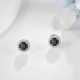 Stud  Earrings Sterling Silver Natural Heart/Round/Halo Gemstone Jewerly Gift