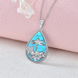 Sterling Silver Turquoise Dragonfly Butterfly Cardinal Pendant Necklace  with Memorial Engraved