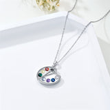 Sterling Silver Colorful CZ Artist Paint Palette and Brush Pendant Necklace