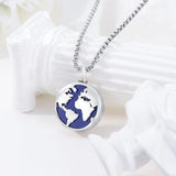 Sterling Silver World Map Pendant Globe Urn Necklace for Ashes