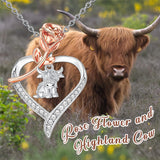 Highland Cow Necklace Sterling Silver Heart Cow Pendant Charm Jewelry Gifts for Women Girls