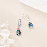 Sterling Silver Teardrop Quartz  Blue Sandstone Moonstone Turquoise Rose Filigree Leverback Earrings